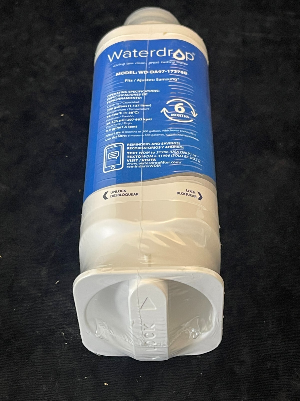 Waterdrop Water Filter Model WD-DA97-17376B for Samsung Fridges 300gal capacity