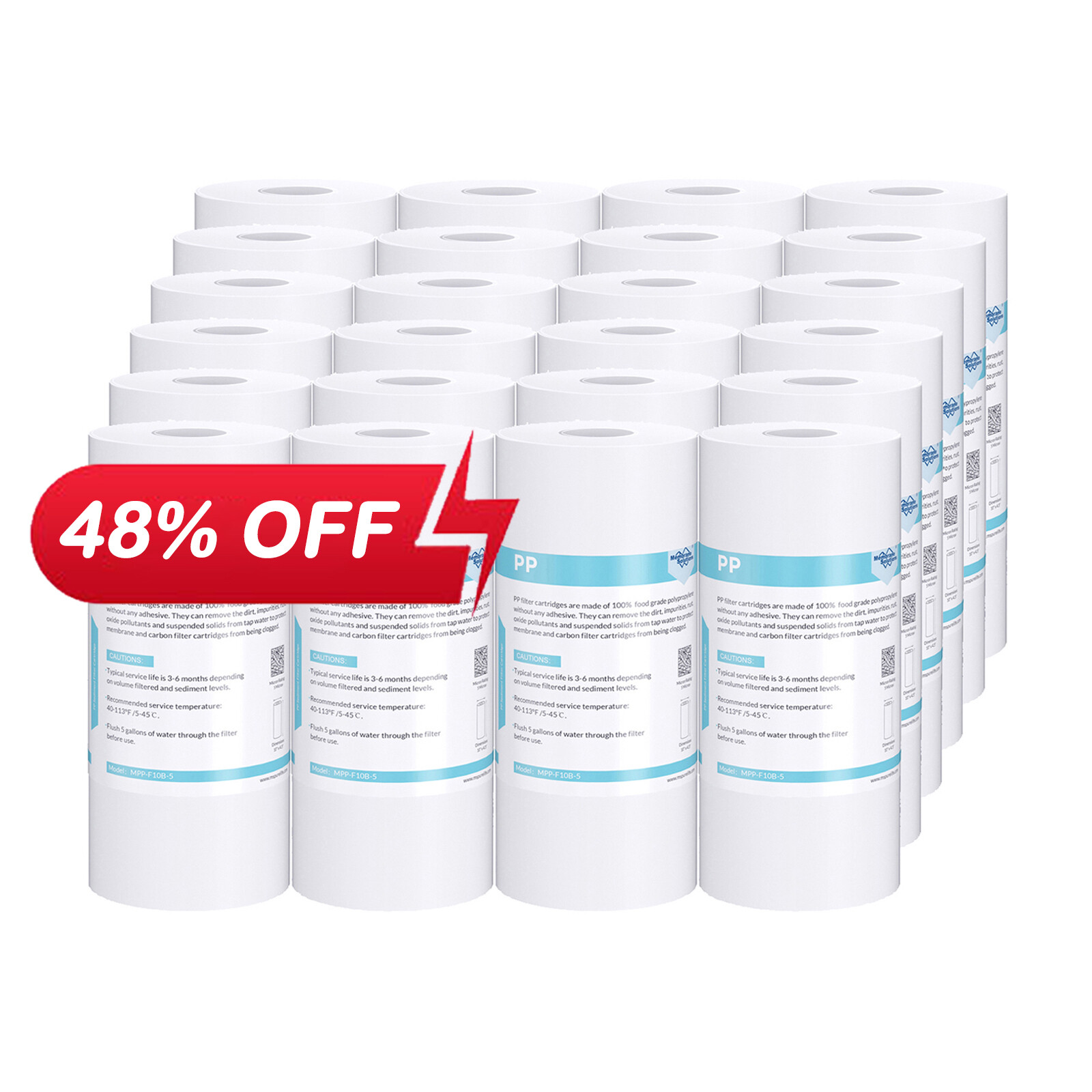1-24 Pack 10×4.5″ 5 Micron Sediment Water Filter Big Blue Whole House Cartridges