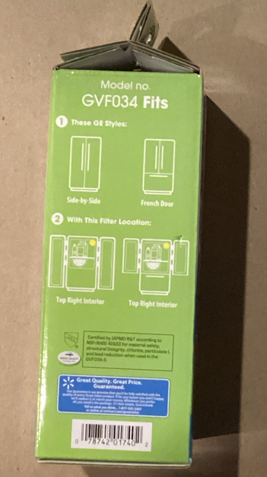 Great Value Refrigerator Filter Model GVF034 fits GE Side By Side Or French Door