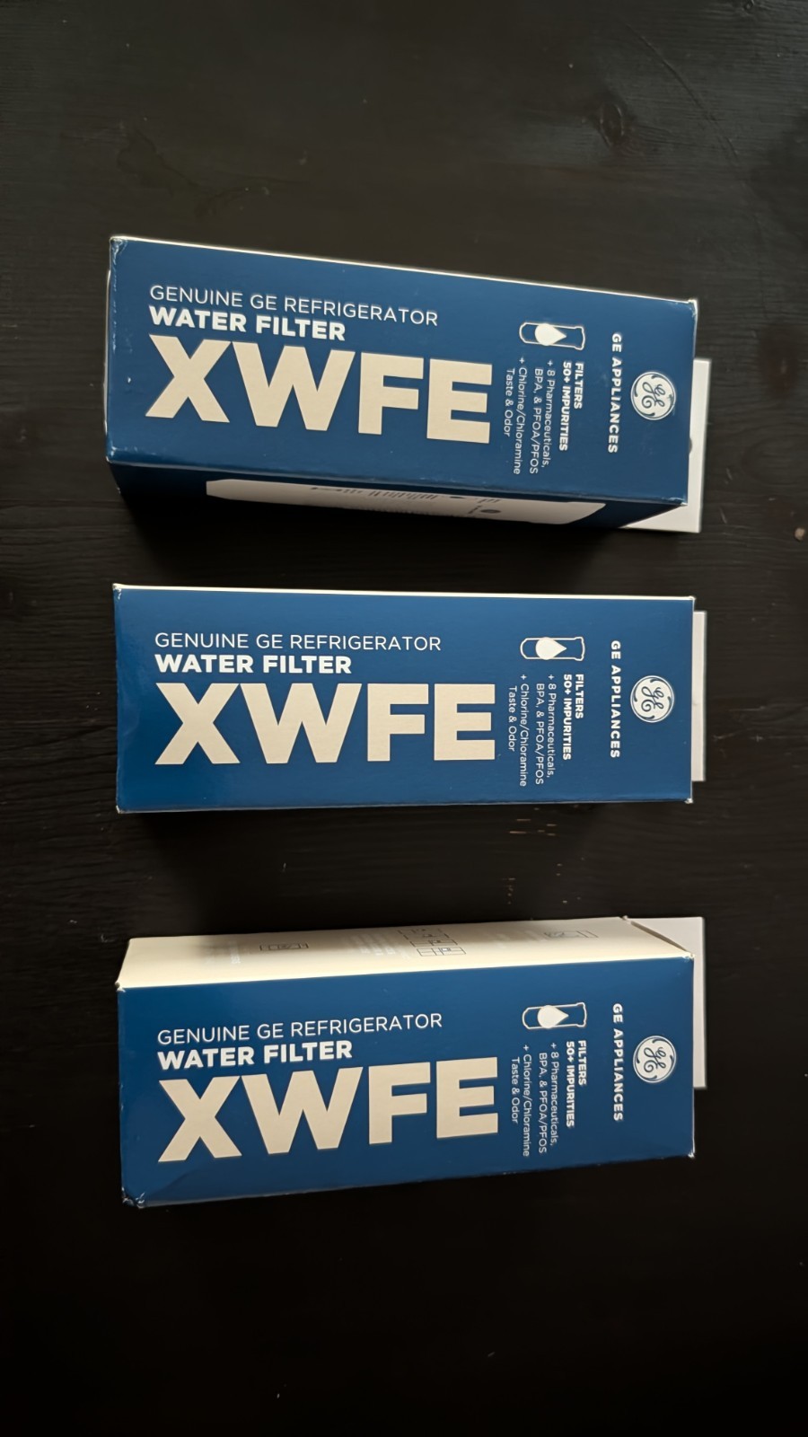 GE XWFE Refrigerator Water Filter Non RFID Chip Lot of 3