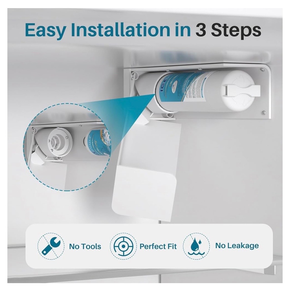 3 PACK ICEPURE Alkaline BORPLFTR50 Water Filter Bosch Ultra Clarity RWF6100A-AL