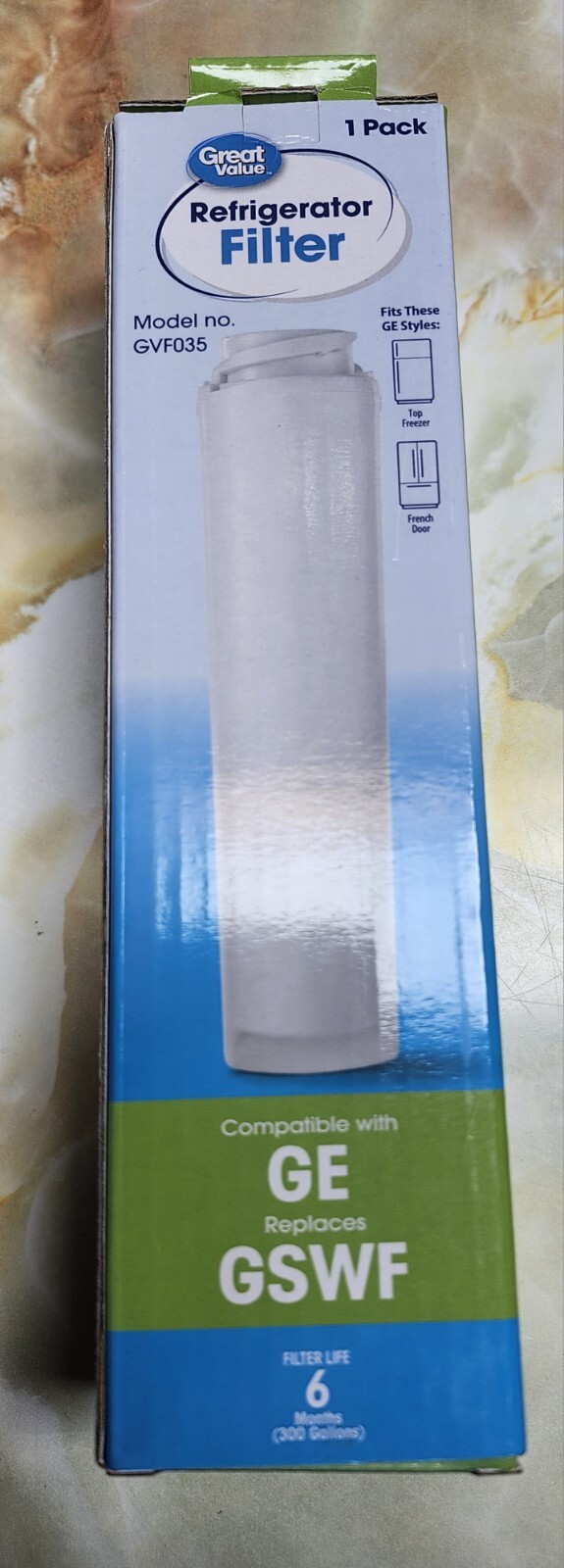 2 Great Value Refrigerator Filter Model No. GVF035 Replacement for GE Kenmore