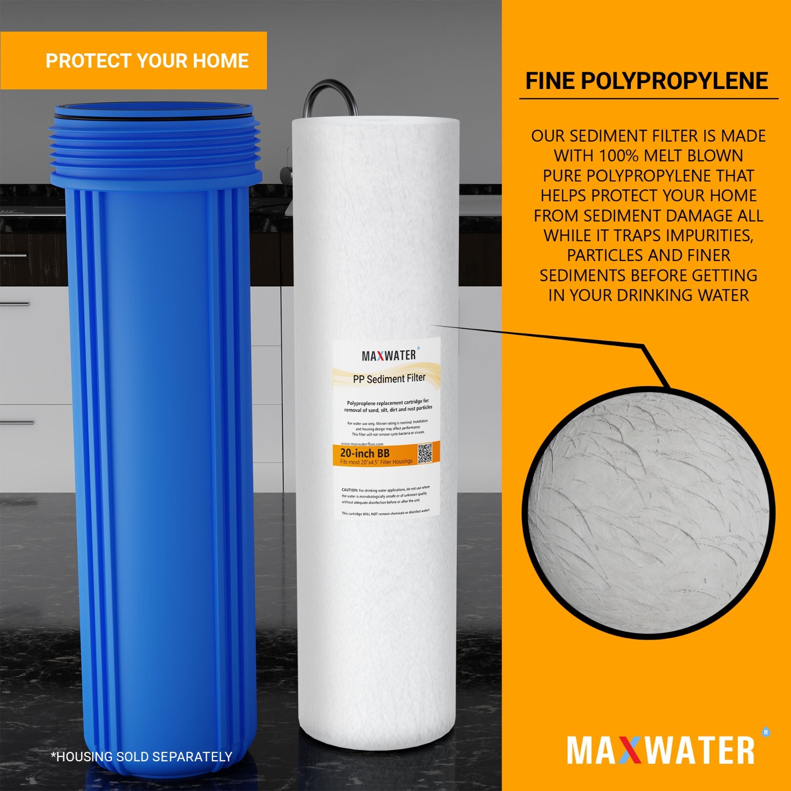 10 Pack Big Blue Sediment Water Filter 4.5″x 20″ Replacement Cartridge 5 Micron