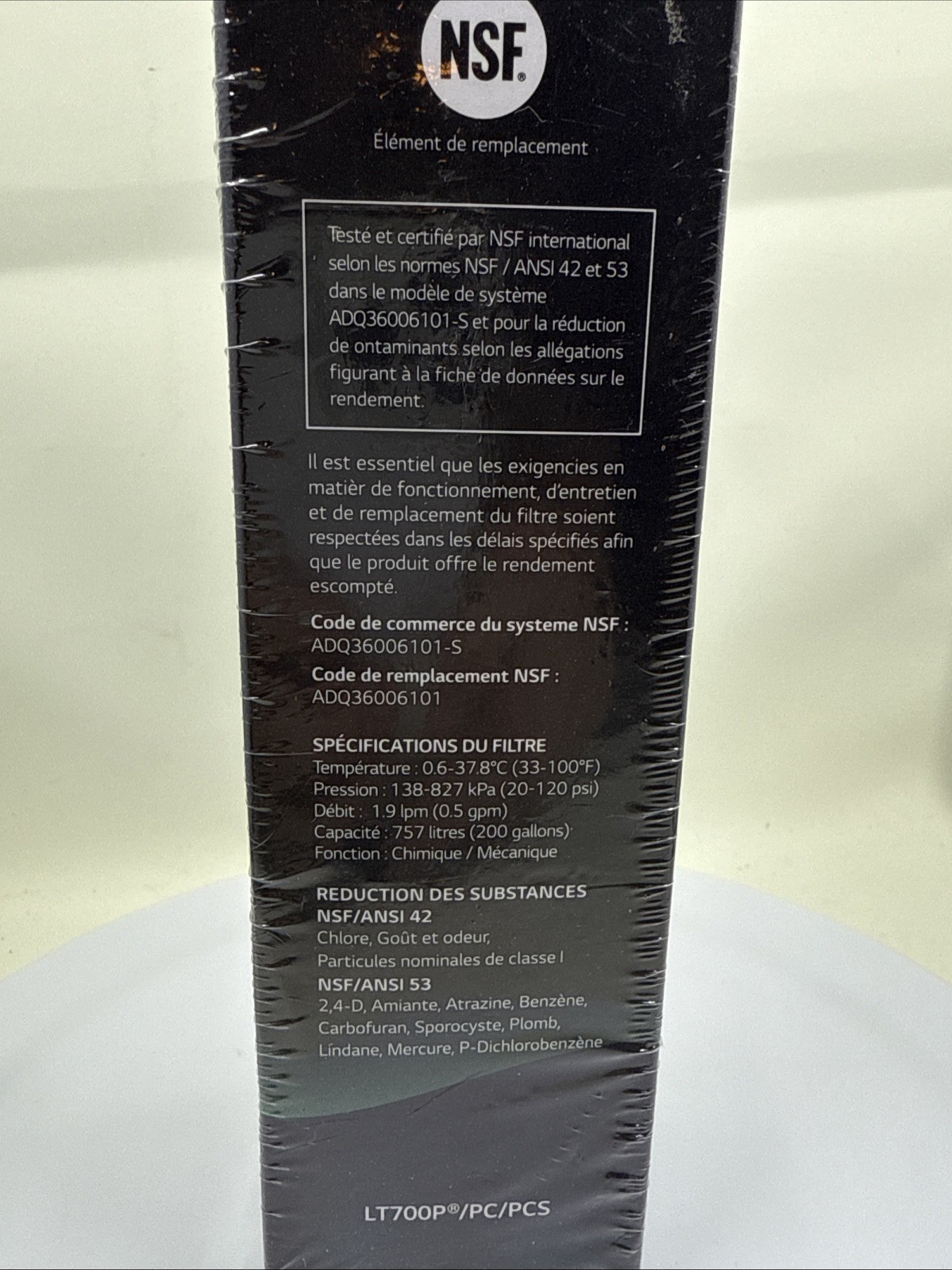 LG LT700P Refrigerator Replacement Water Filter ADQ36006101 OEM New
