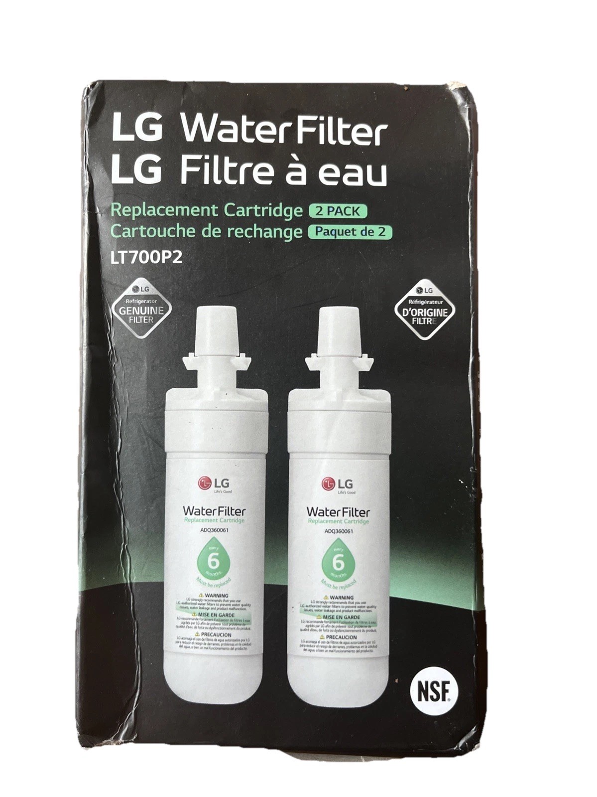 (2) LG LT700P2 Water Filters, For ADQ36006101 ADQ36006121 Open Box