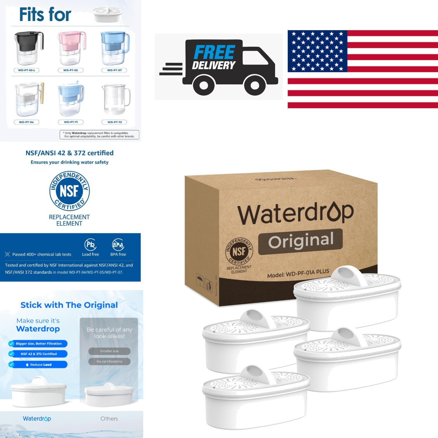 4 Count Advanced Filtration Pitcher Filters Reduces Contaminants and Impurities