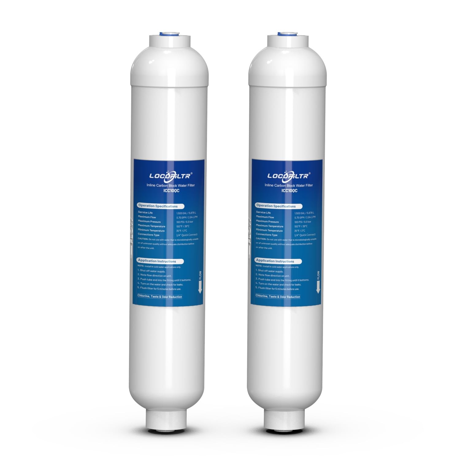 Inline Activated Carbon Block Water Filter with 1/4″ Quick Connect, T33 In Li…