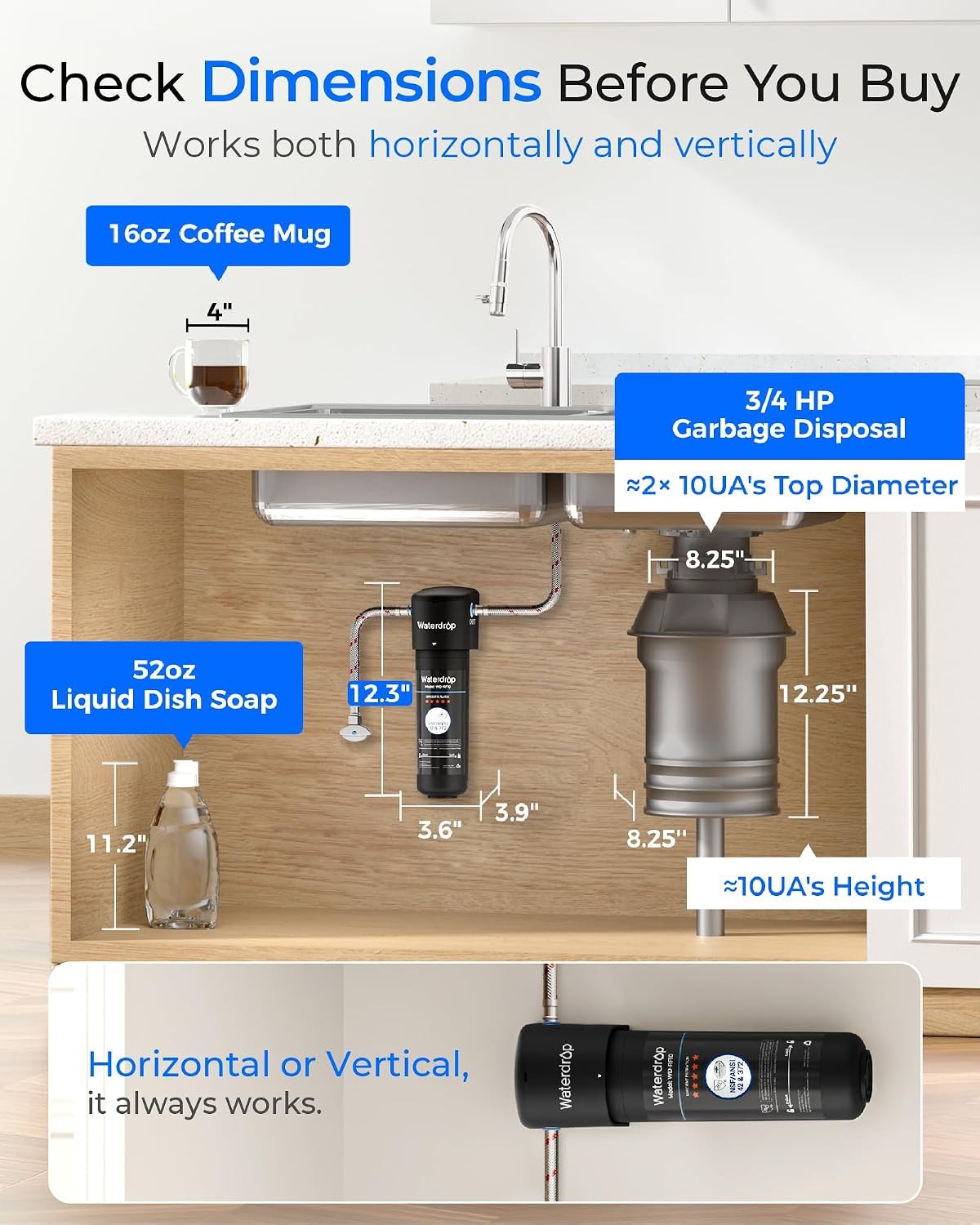 Waterdrop 10UA Under Sink Water Filter System AND Extra RF10 Water Filter