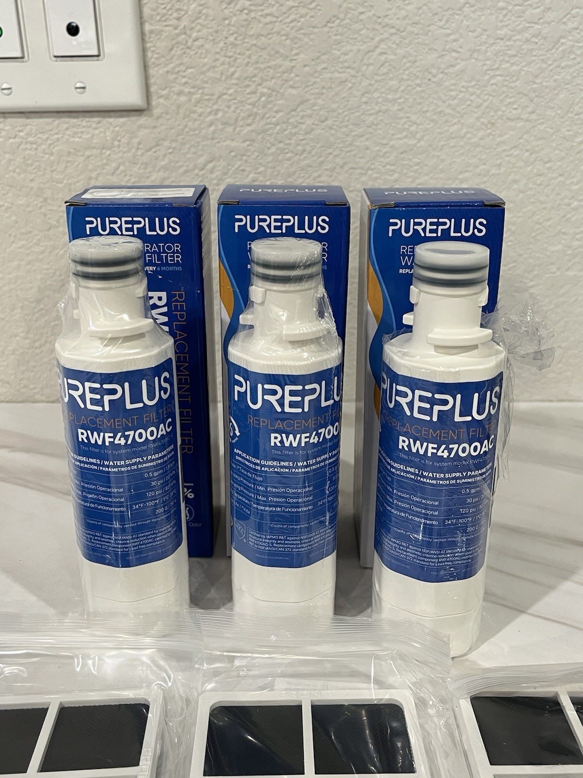 PurePlus RWF4700AC Water Filter 3 Pack & AF004 Carbon Air Filter 3 Pack