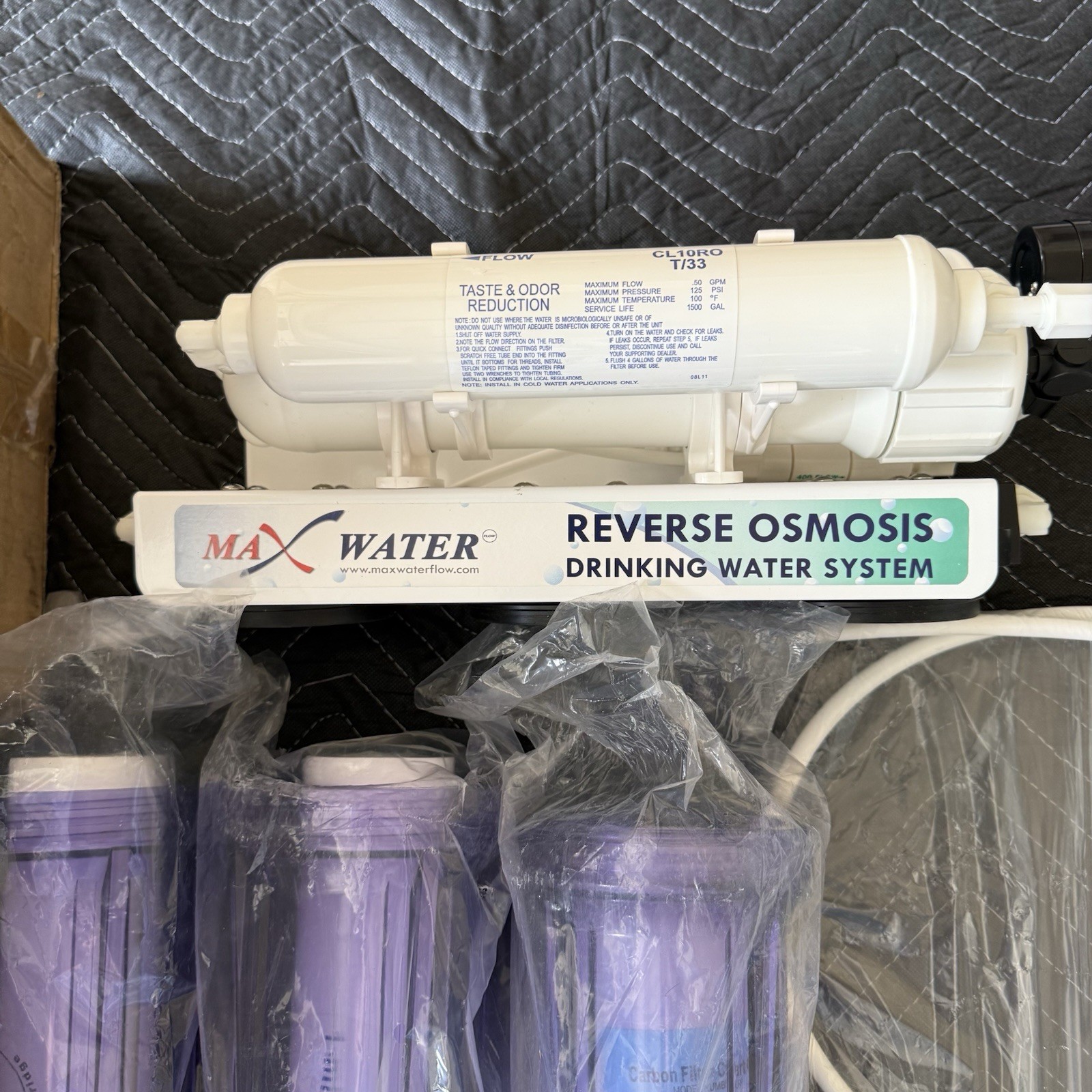 5 Stage Kitchen Home Drinking Reverse Osmosis System RO MAX Water Filters 50 GPD