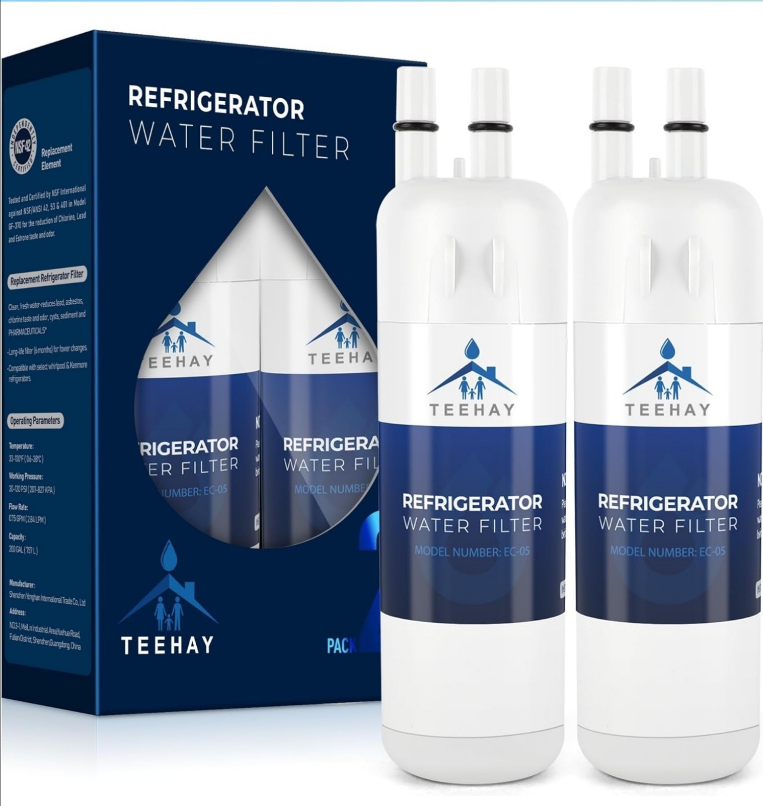 2 Pck Fridge Filter – EDR1RXD1, W10295370A, Filter 1, 46-9081, 46-9930, KAD1RXD1