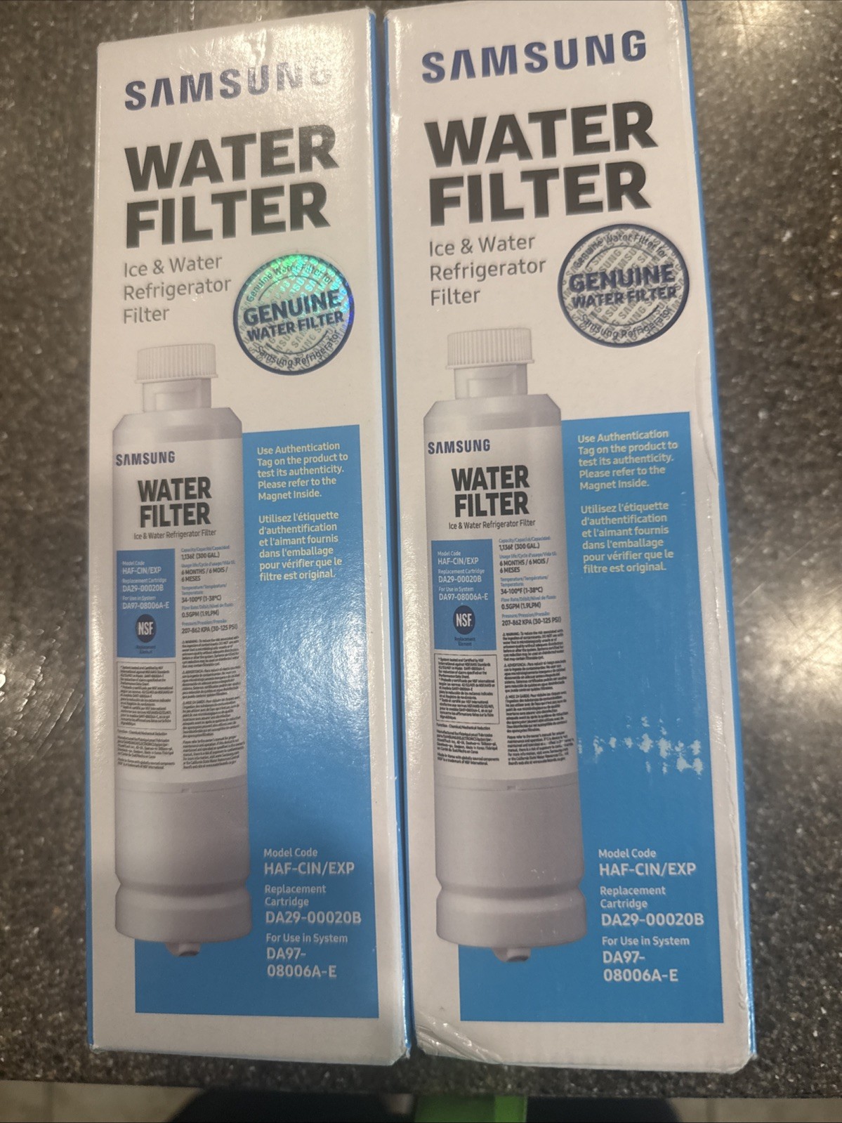 2 PACK Genuine Samsung DA29-00020B HAF-CIN/EXP Refrigerator Water Filter