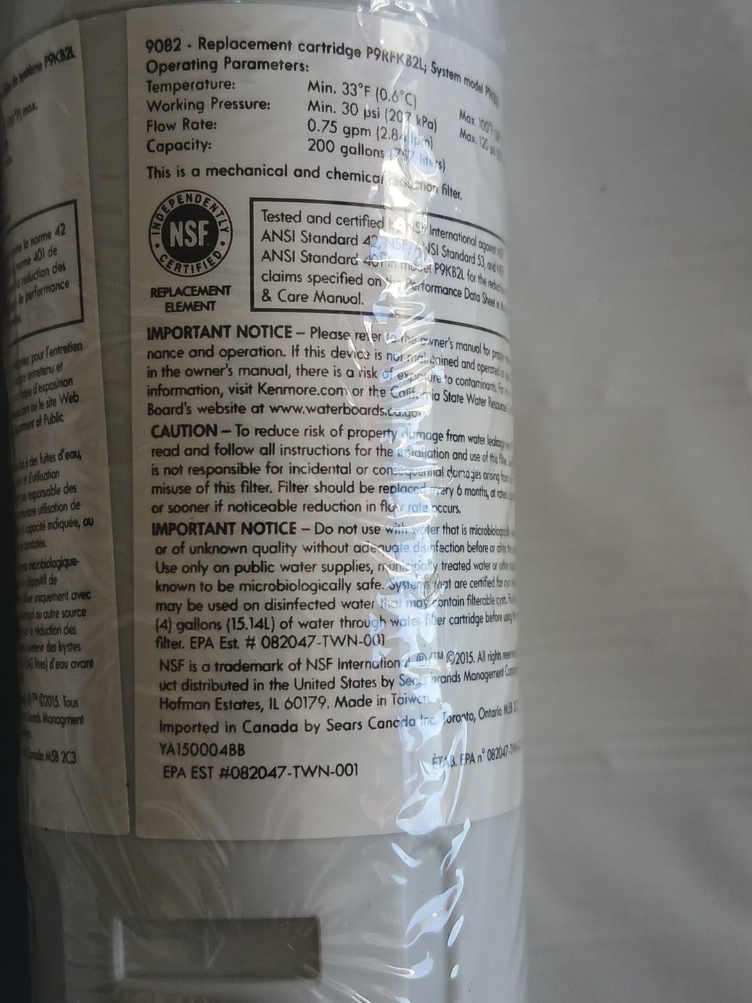 3 Pack Kenmore 9082 Replacement Refrigerator Water Filter For 469082 9903