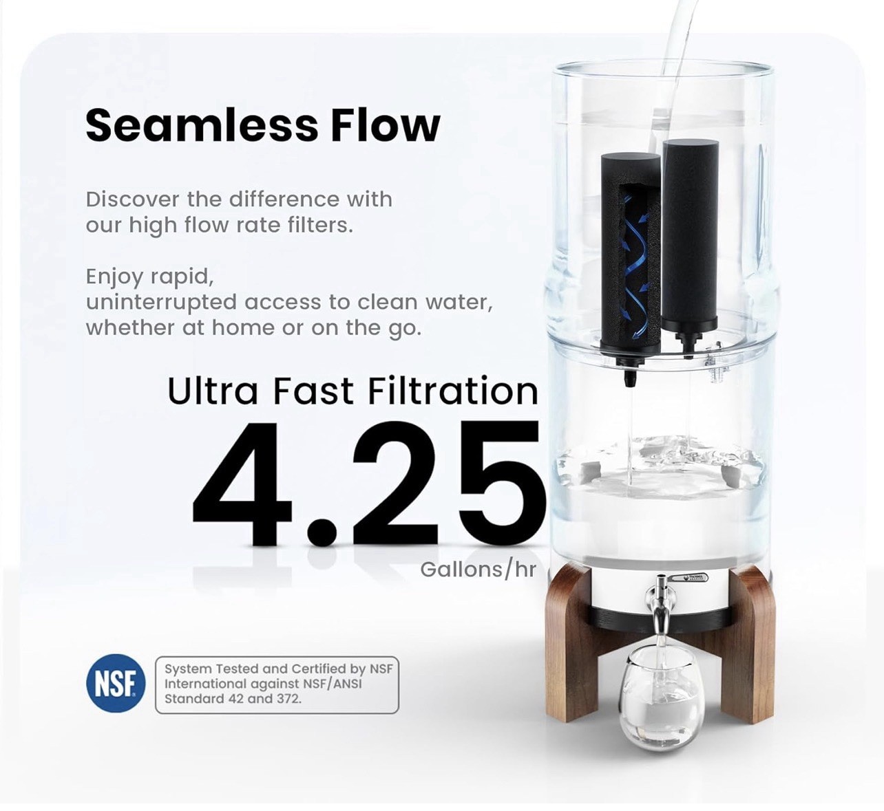 D304 2.25 G Gravity Water Filter System | Dual Carbon Filtration | NSF/ANSI 42 &