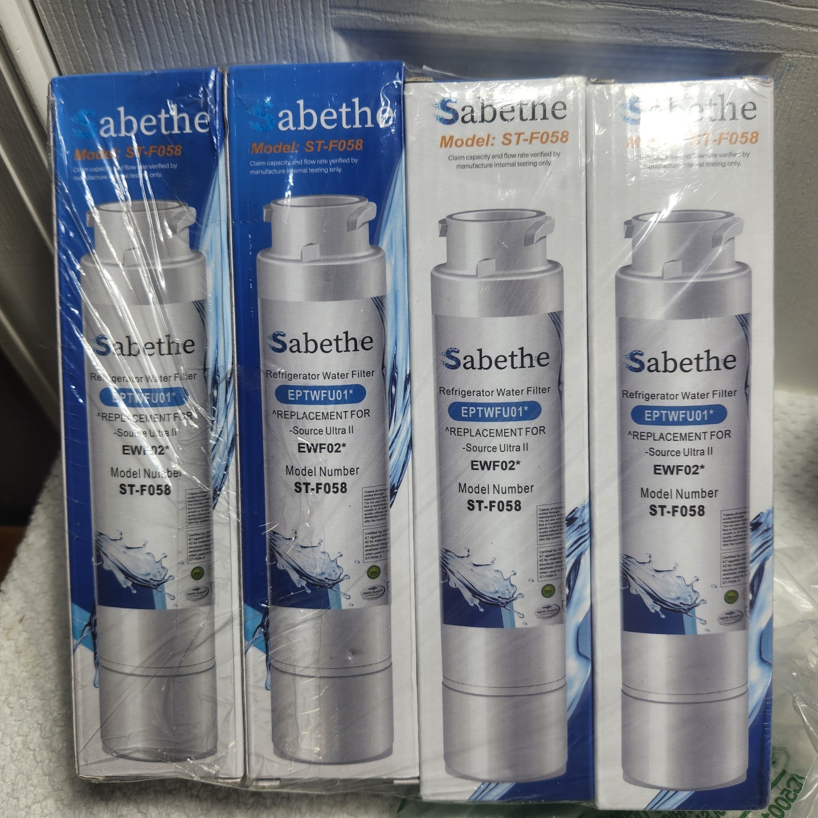 4 Pack Sabethe ST-F058 Water Filter Replacement for EPTWFU01 PureSource Ultra II