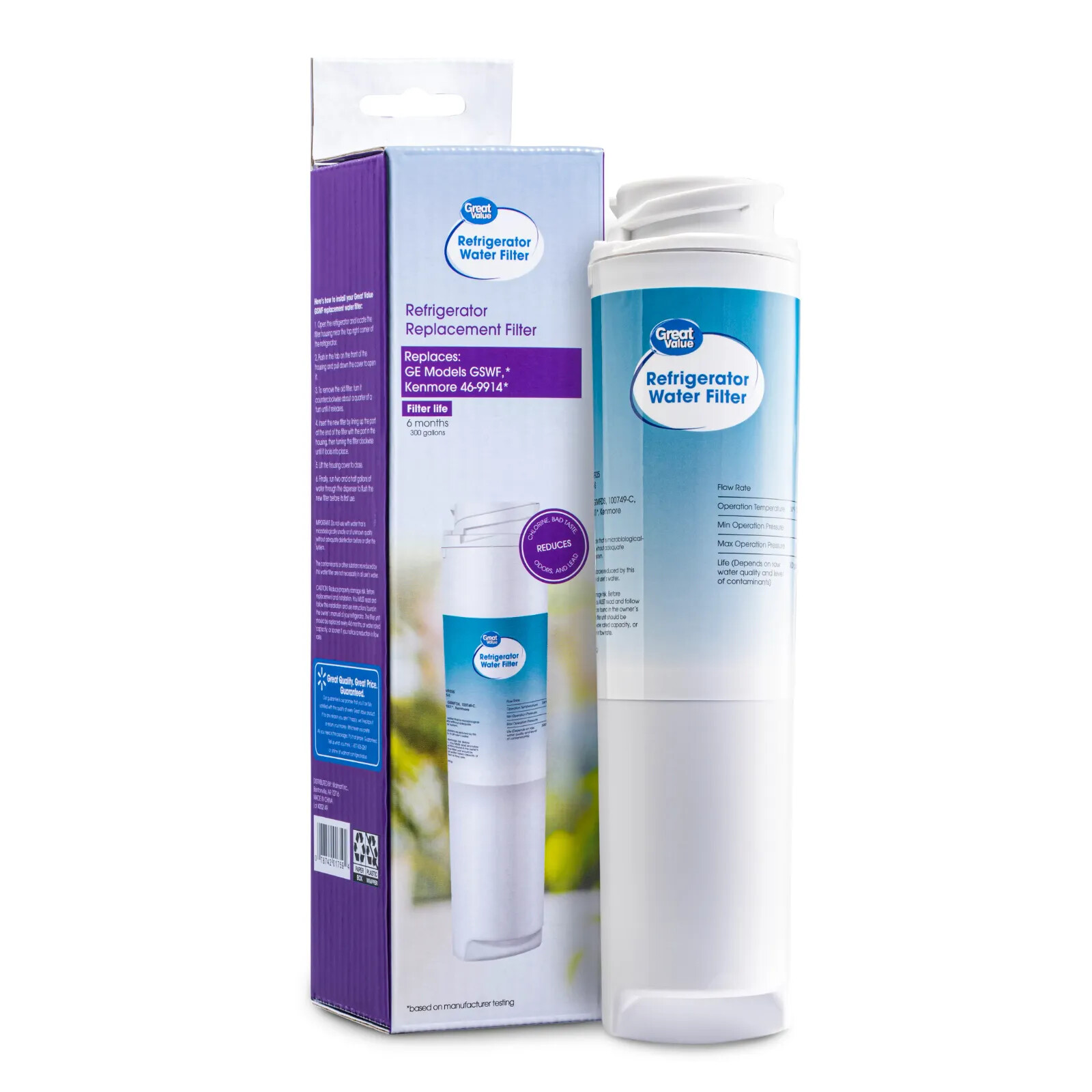 Great Value Refrigerator Replacement Water Filter for GE GSWF & Kenmore 46-9914