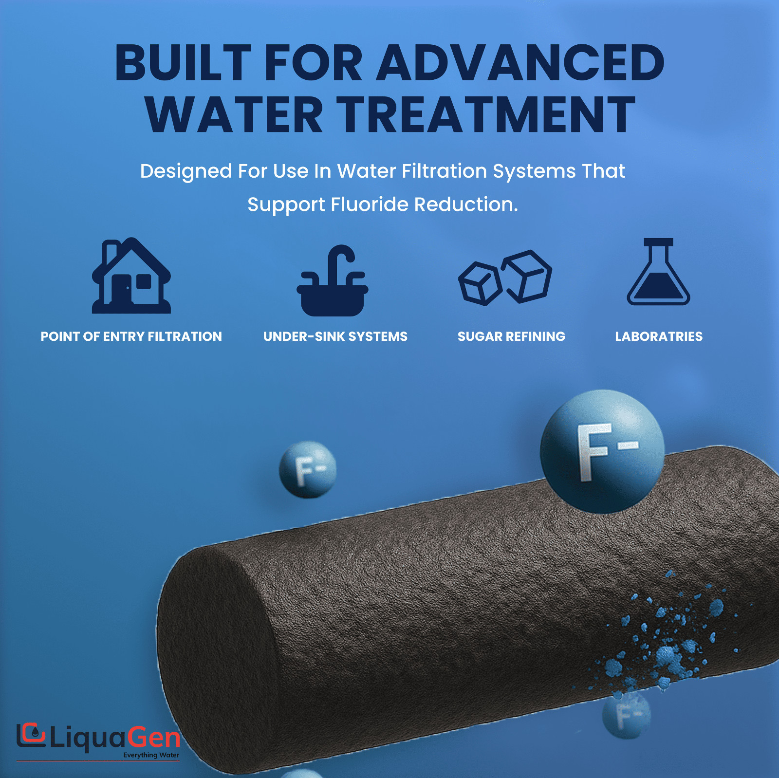 LiquaGen BoneChar Fluoride Reduction Replacement Filter Media for Water Systems