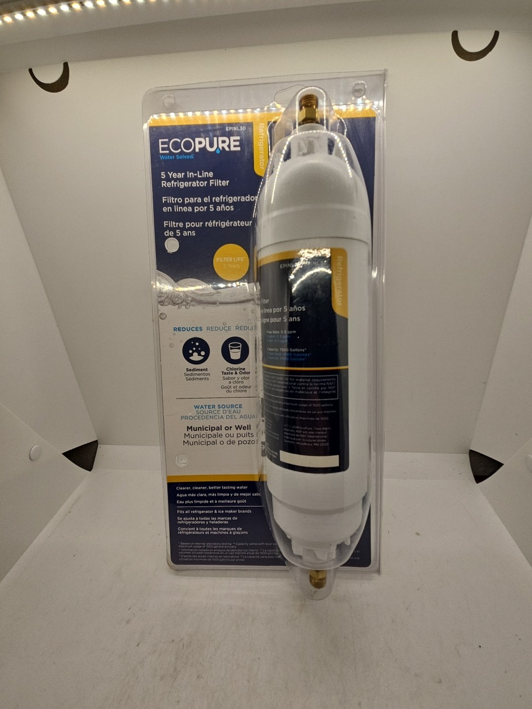 EcoPure EPINL30 5 Year In-Line Refrigerator Filter. Brand New/Sealed/Replacement