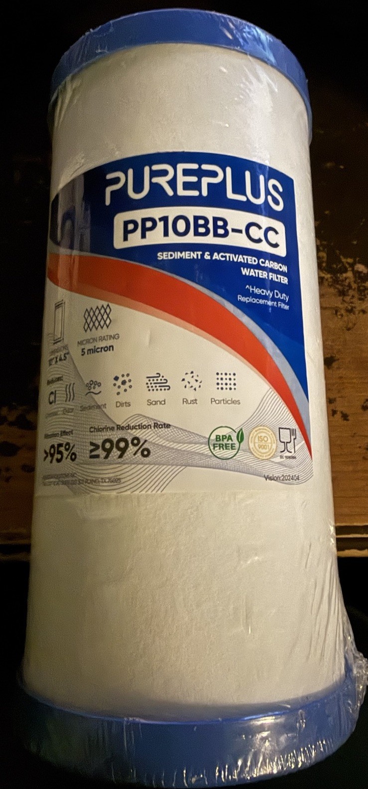 Pureplus PP10BB-CC 5 Micron Sediment & Activated Carbon Filter New Sealed