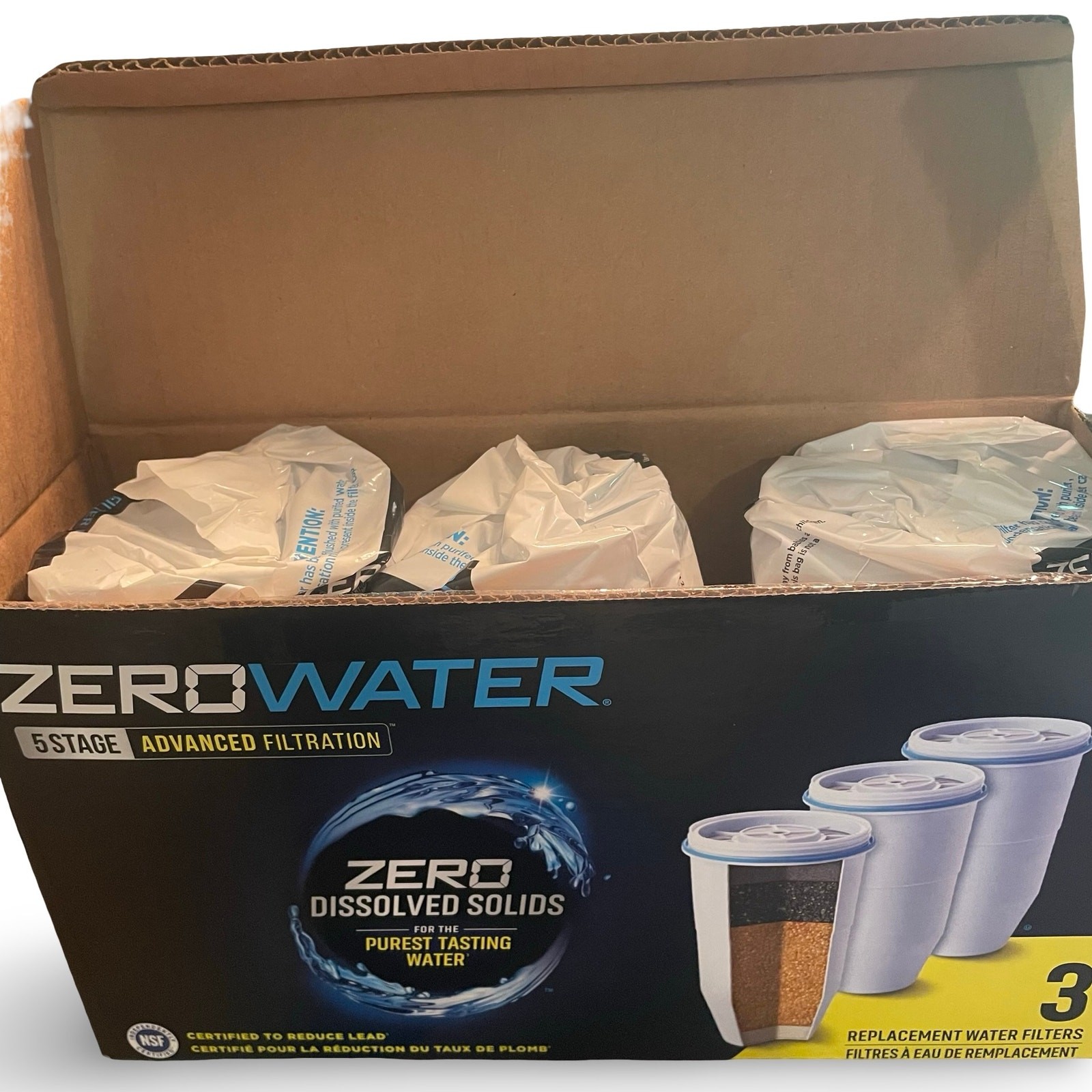 3 Pack Zero Water 5-Stage Replacement Filters IAPMO Certified 0 TDS ZR-003 New