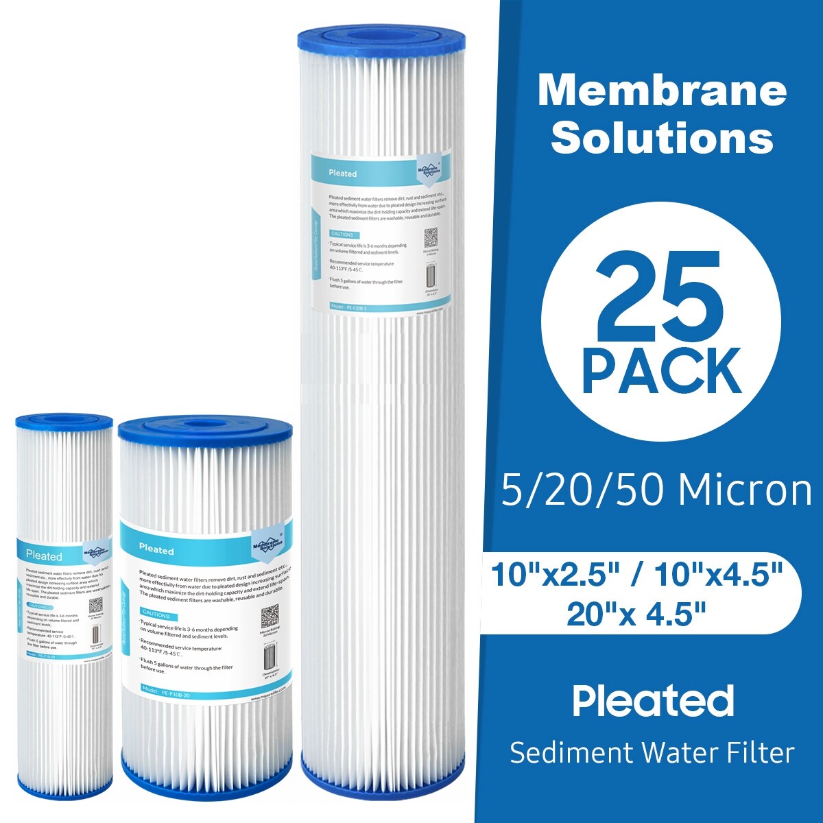 10″x2.5″ 10″x4.5″ 20″x4.5″ Pleated Whole House Sediment Water Filter Replacement