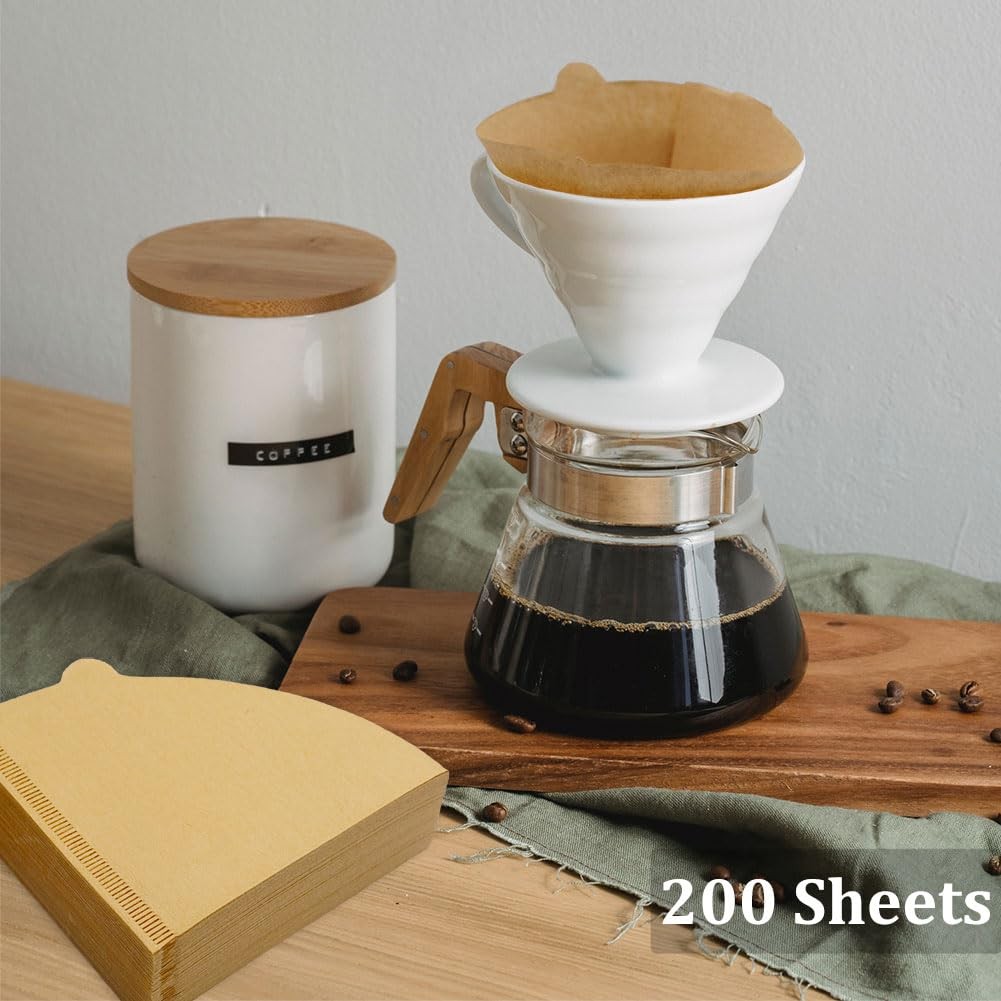 Cone Coffee Filters Size 02, 200 Count 1-4 Cups V02-200, Natural 200