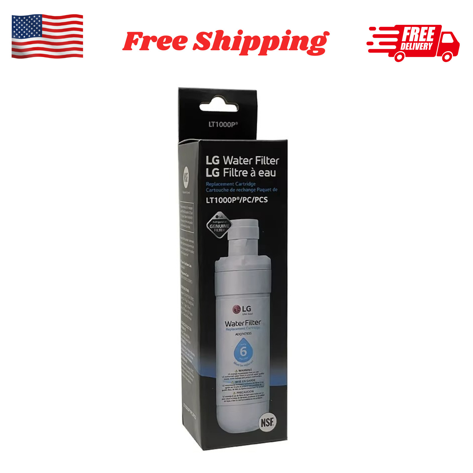 LG LT1000P Replacement Refrigerator Refresh Ice Water Filter ADQ747935 US