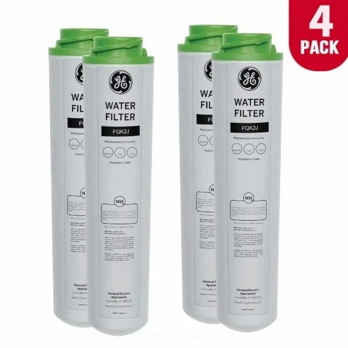 Sealed 4 Pack GE Under Sink FQK2J Dual Flow Replacement Under Sink Water Filters
