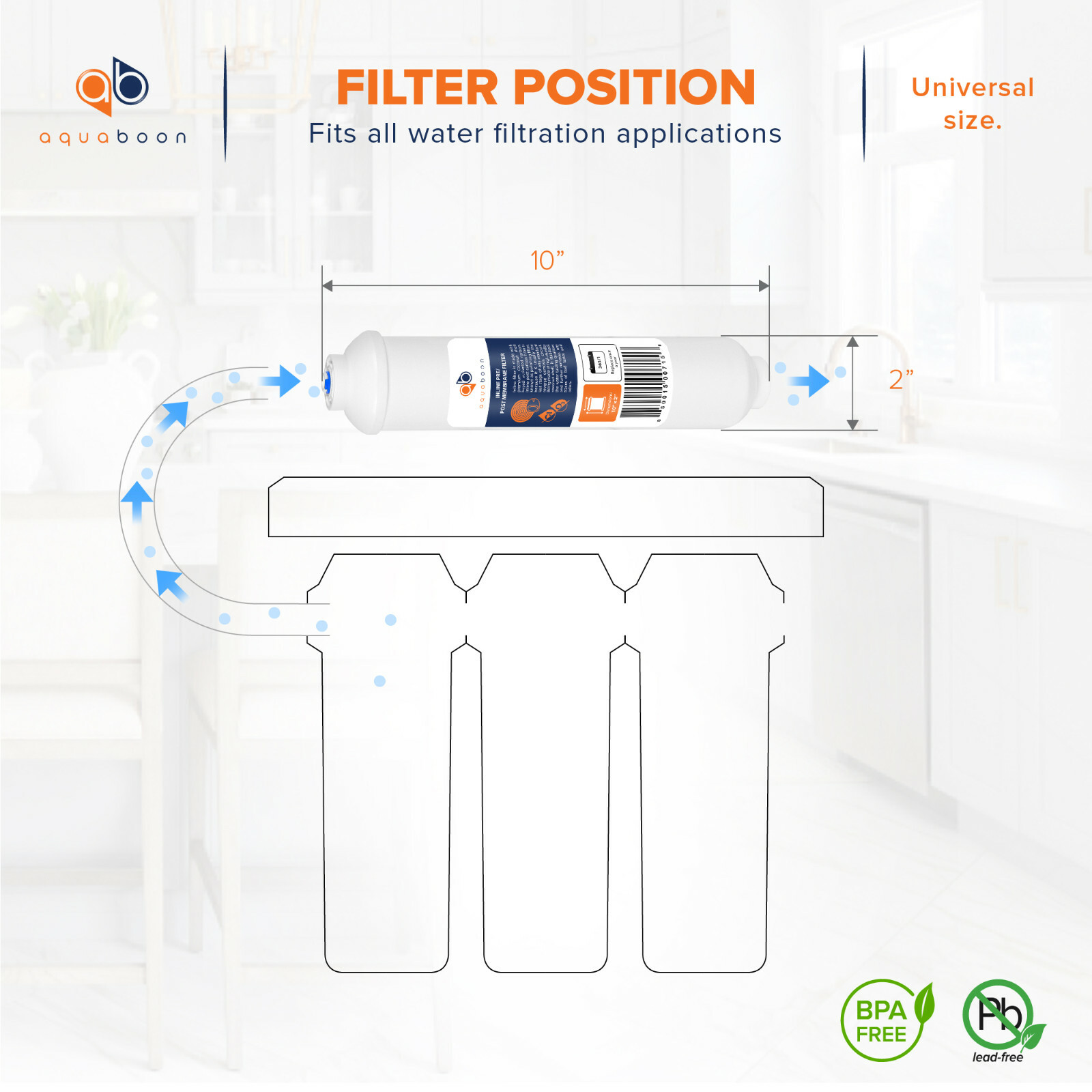2 Pack of Inline Post/Carbon Polishing Water Filter for RO Standard Size QC