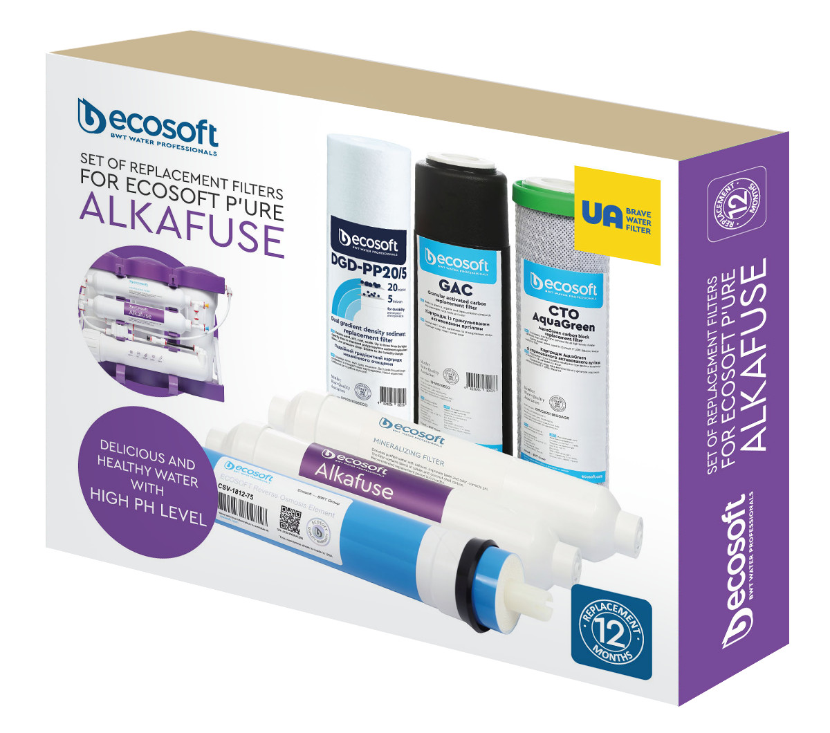 ECOSOFT P’URE ALKAFUSE 12 months SET OF REPLACEMENT FILTERS