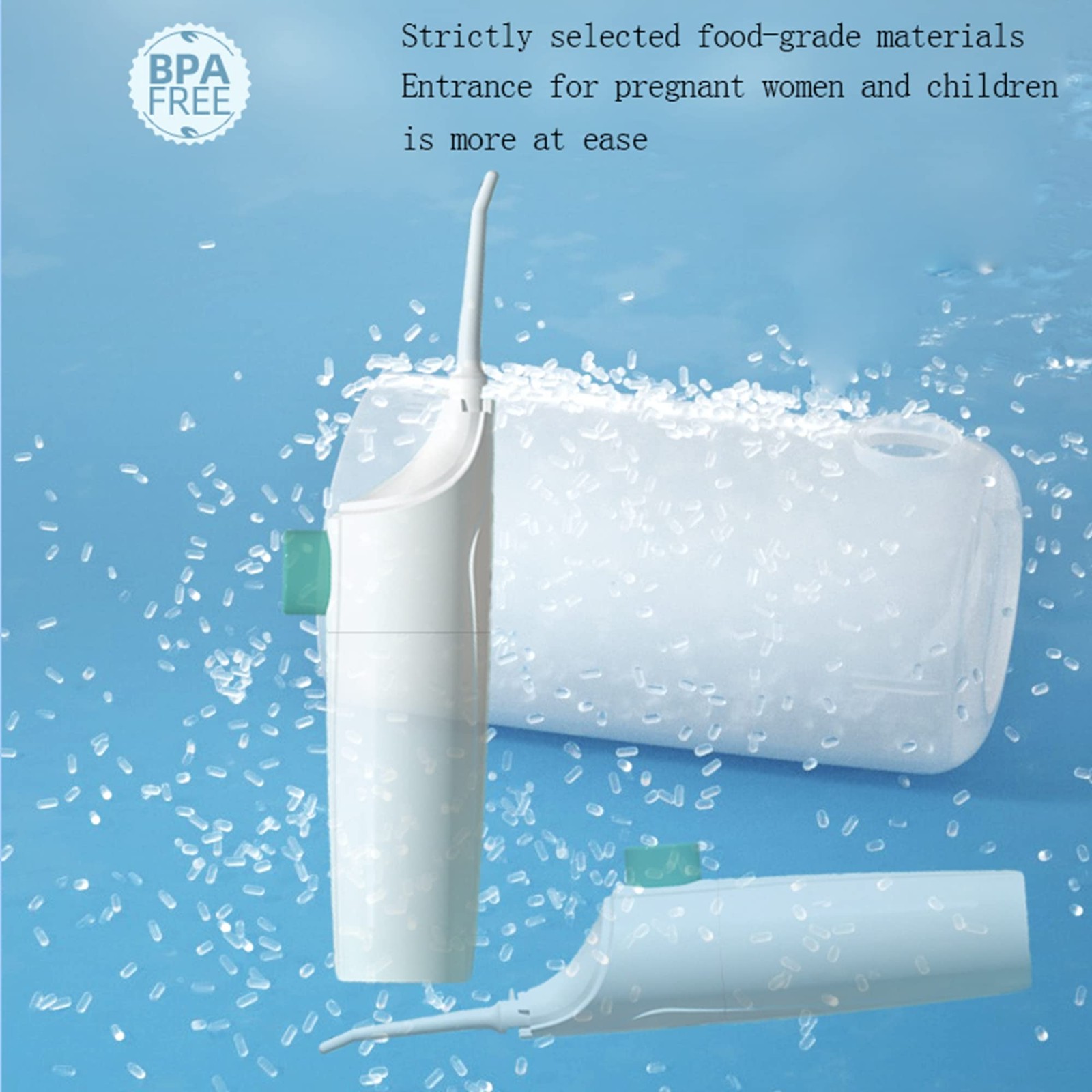 Cordless Water Dental Flosser Non-Electric Simple 1 Count (Pack of 1), White