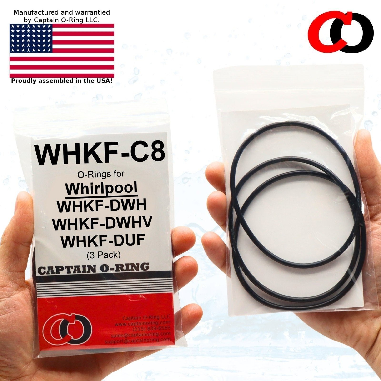 (3 Pack) WHKF-C8 Orings for Whirlpool WHKF-DWHV, DWH, DUF, WHCF-DWHV