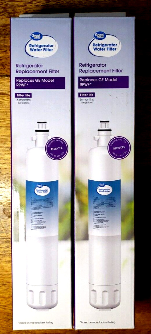 (2) Great Value Refrigerator Water Filter Replaces Ge Model RPWF 6months 300 gal