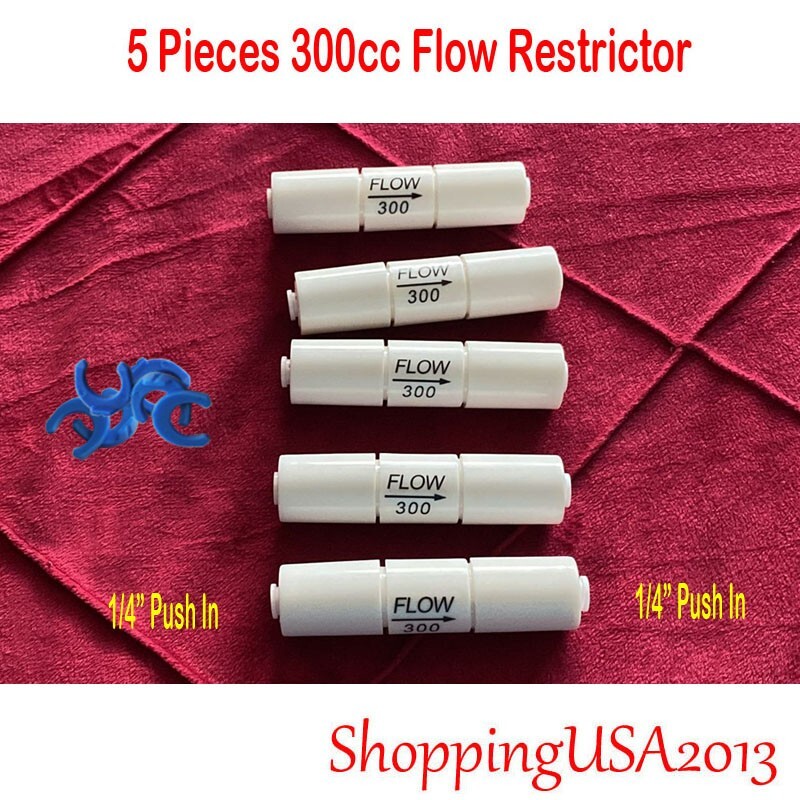 5 Pcs 300 ML Flow Restrictor Push In Quick Connect Under Sink RO Water Filter