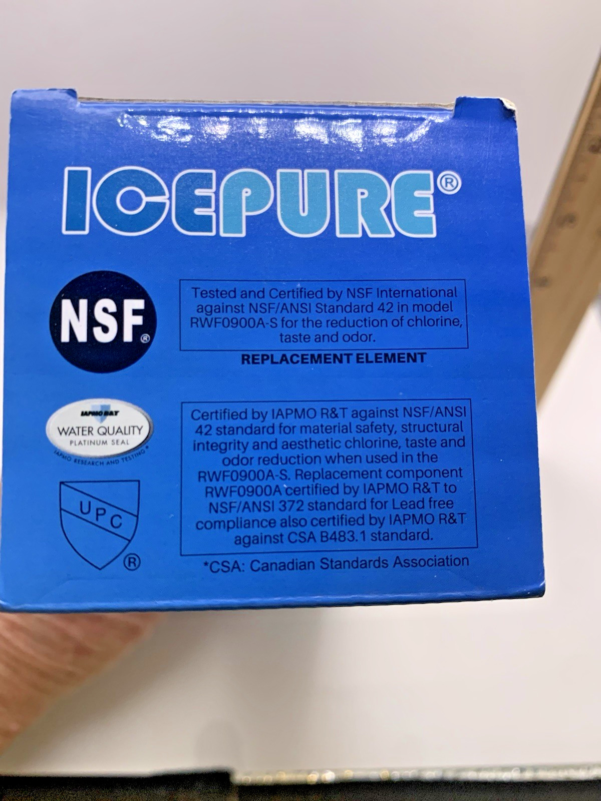 IcePure RWF0900A Replacement Refrigerator Water Filter 300 gal – New in Box