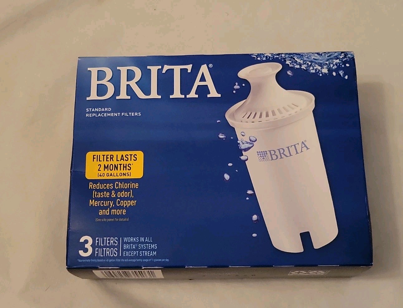 Brita Standard Water Filter 0B03 Replacement 3 Pack Pitchers Dispensers