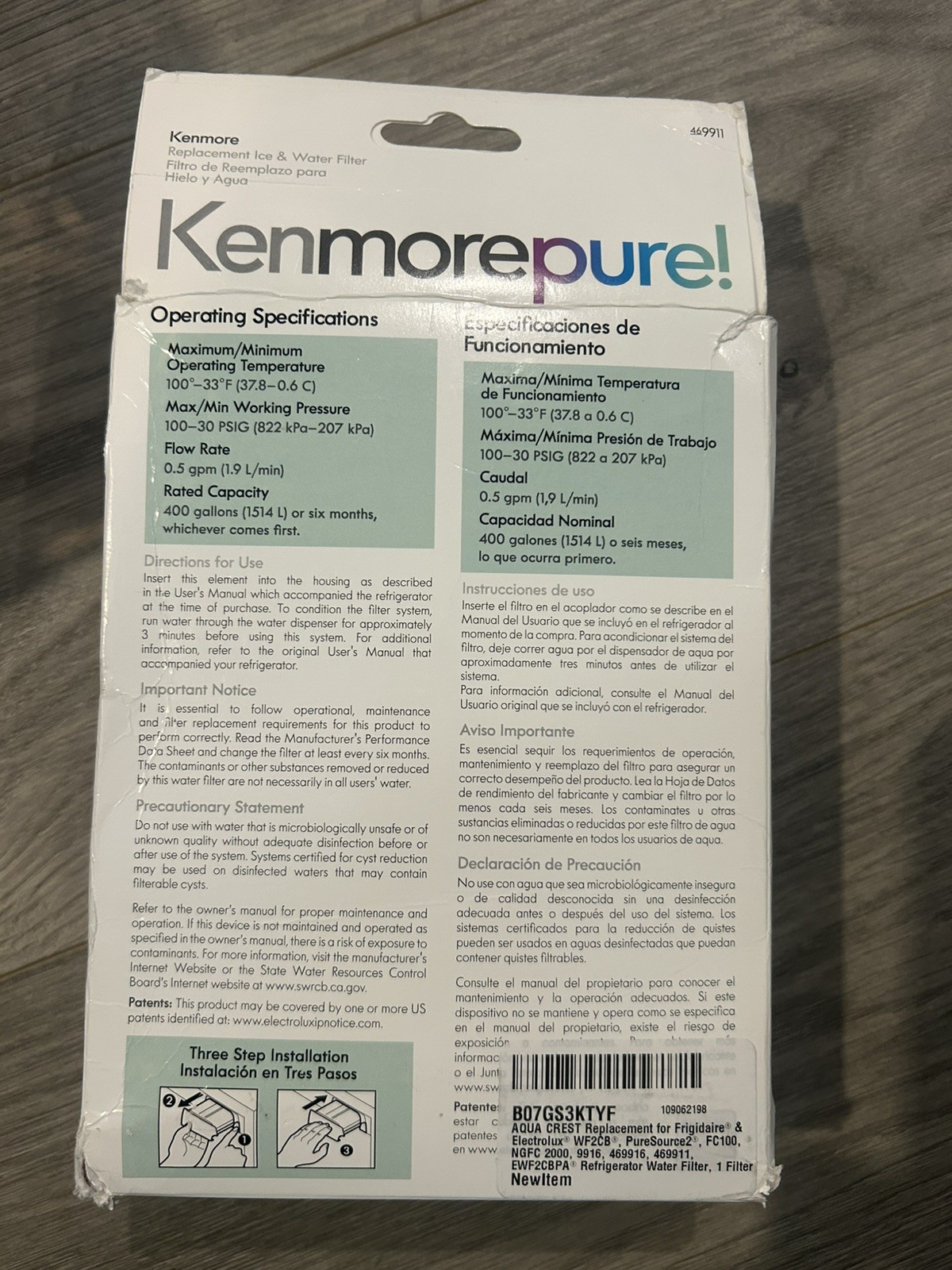 Kenmore 9911 Refrigerator Water Filter, 1 Count (Pack of 1), White