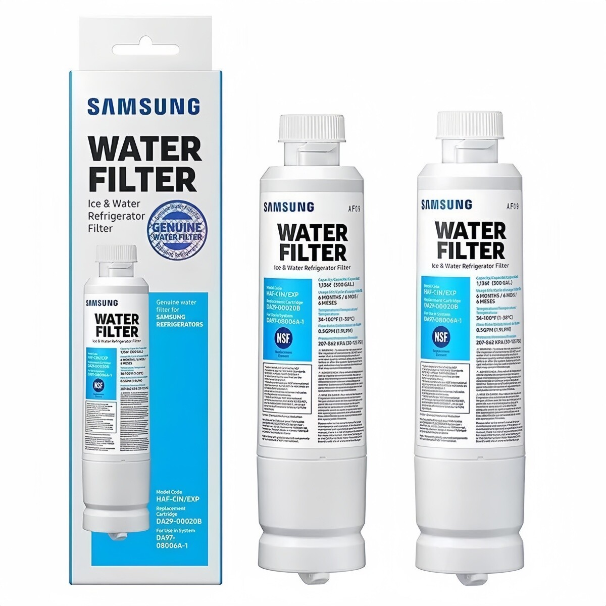 NEW 2 PACK NSF Genuine Samsung DA29-00020B HAF-CIN/EXP Refrigerator Water Filter