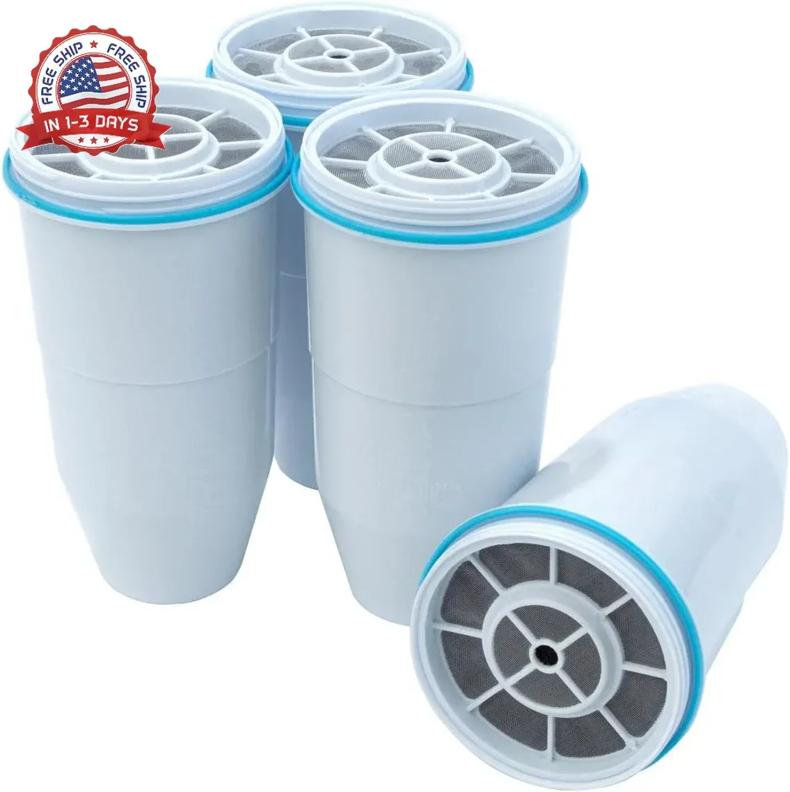 ZeroWater 4-Pack Replacement Filter Cartridges ZR-004, 4 Count (Pack of 1), Basi