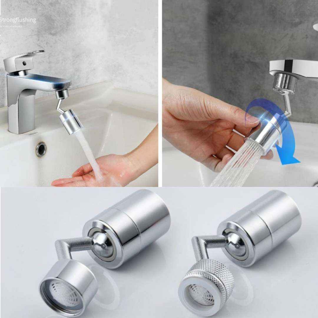 2 X 720º Splash Proof Shower Faucet Flexible Kitchen and Bathroom Nozzle Filter