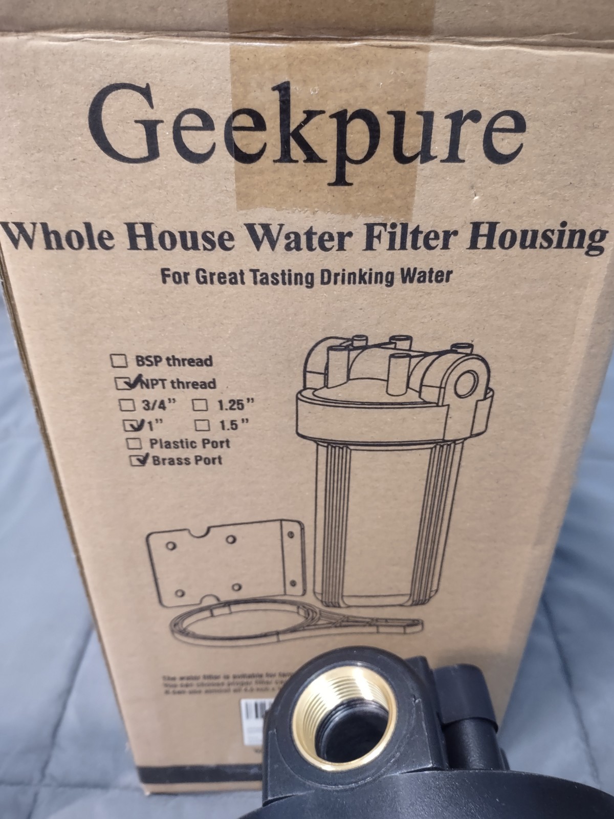 GeekPure 10 Inch Whole House Water Filter Housing CLEAR BB-10T NPT Thread 1»