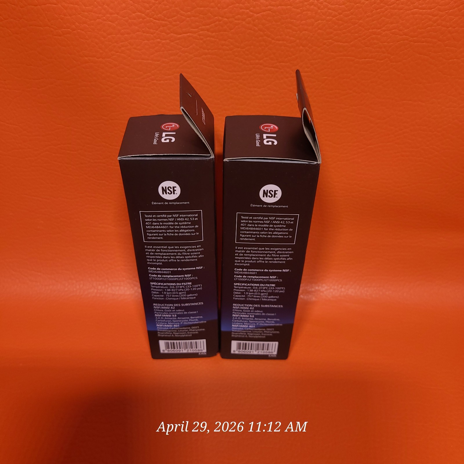 LG Refrigerator Water Filter Cartridge LT1000P PC PCS 0.5 GPM Lot of 2 Sealed