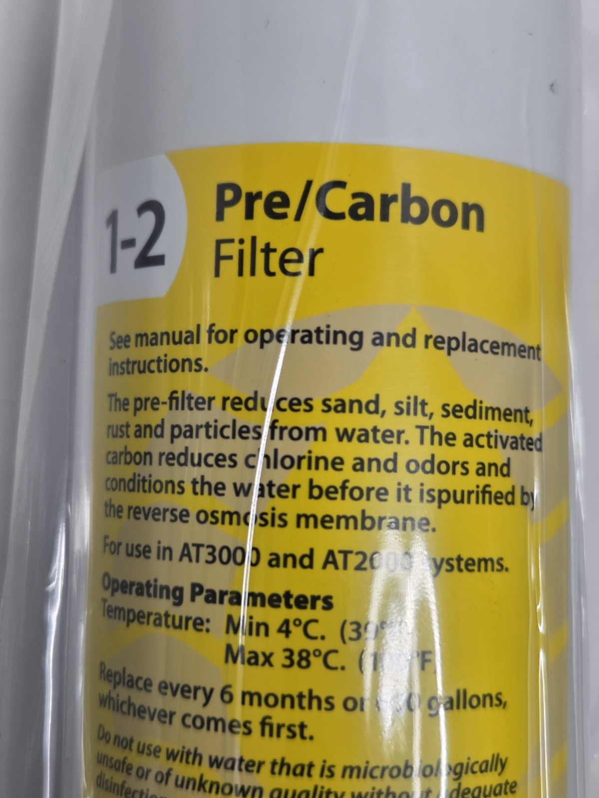 AquaTru Pre-Carbon Stages 1-2 Yellow Label New Sealed Pack Of 2