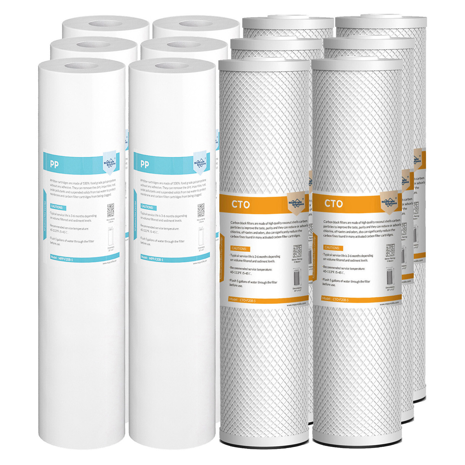 5μm 20″x4.5″ Big Blue PP CTO Sediment Carbon Block Water Filter Replacement Set