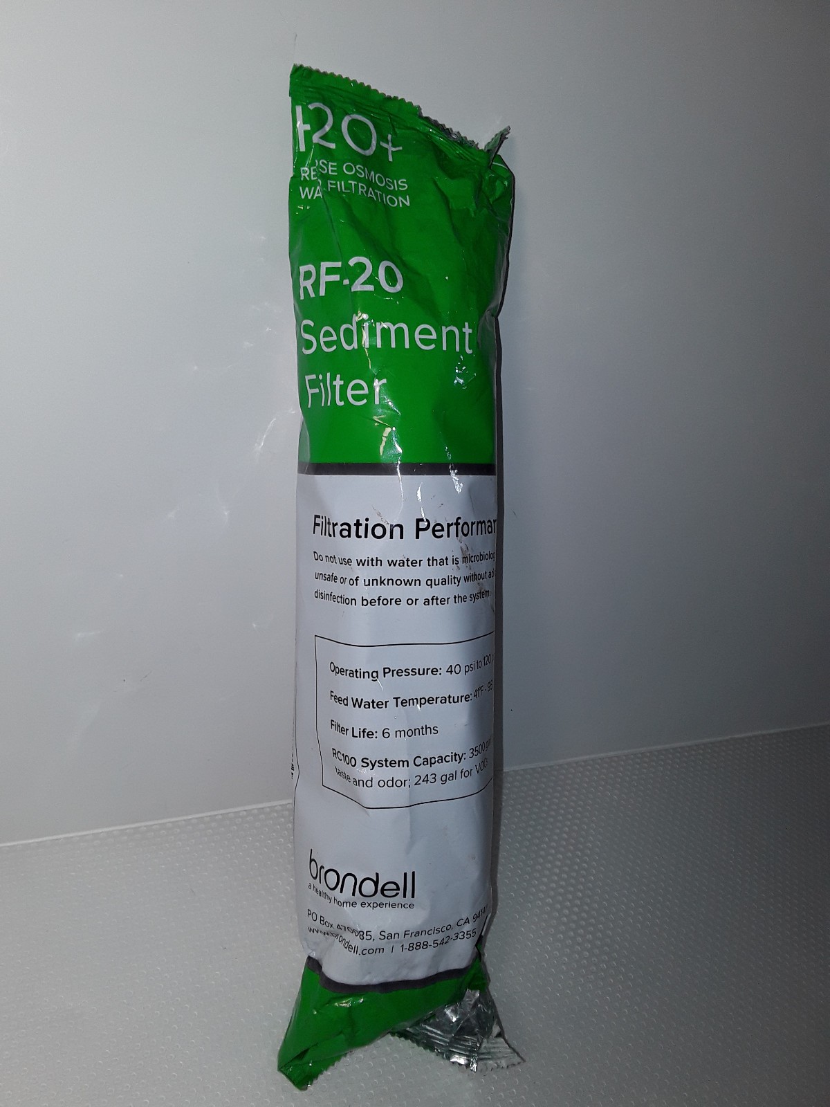 Brondell H2O+ Reverse Osmosis RF-20 Sediment Green Water Filter