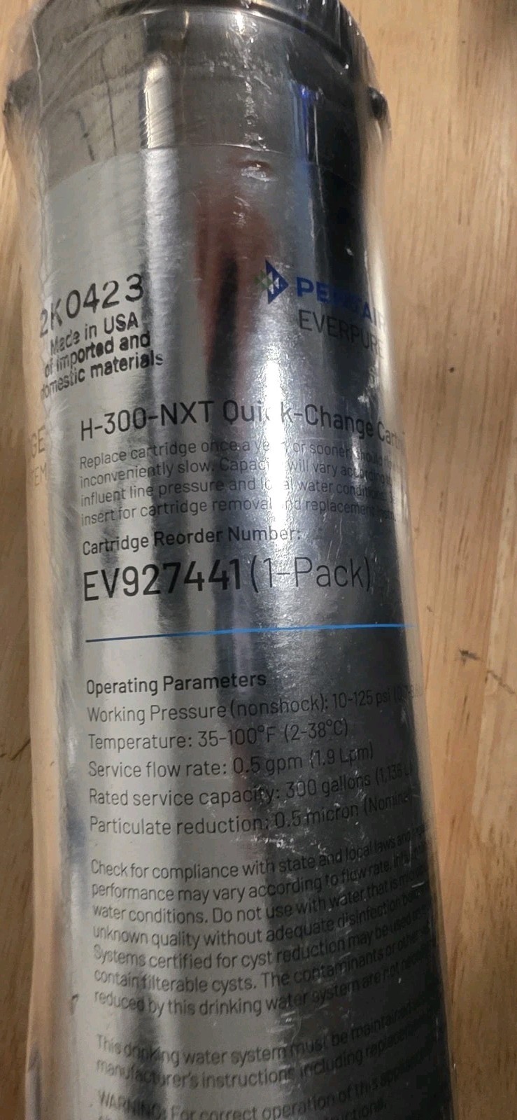 Pentair Everpure H-300-NXT Quick-Change Filter Cartridge, EV927441, 0.5 Micron