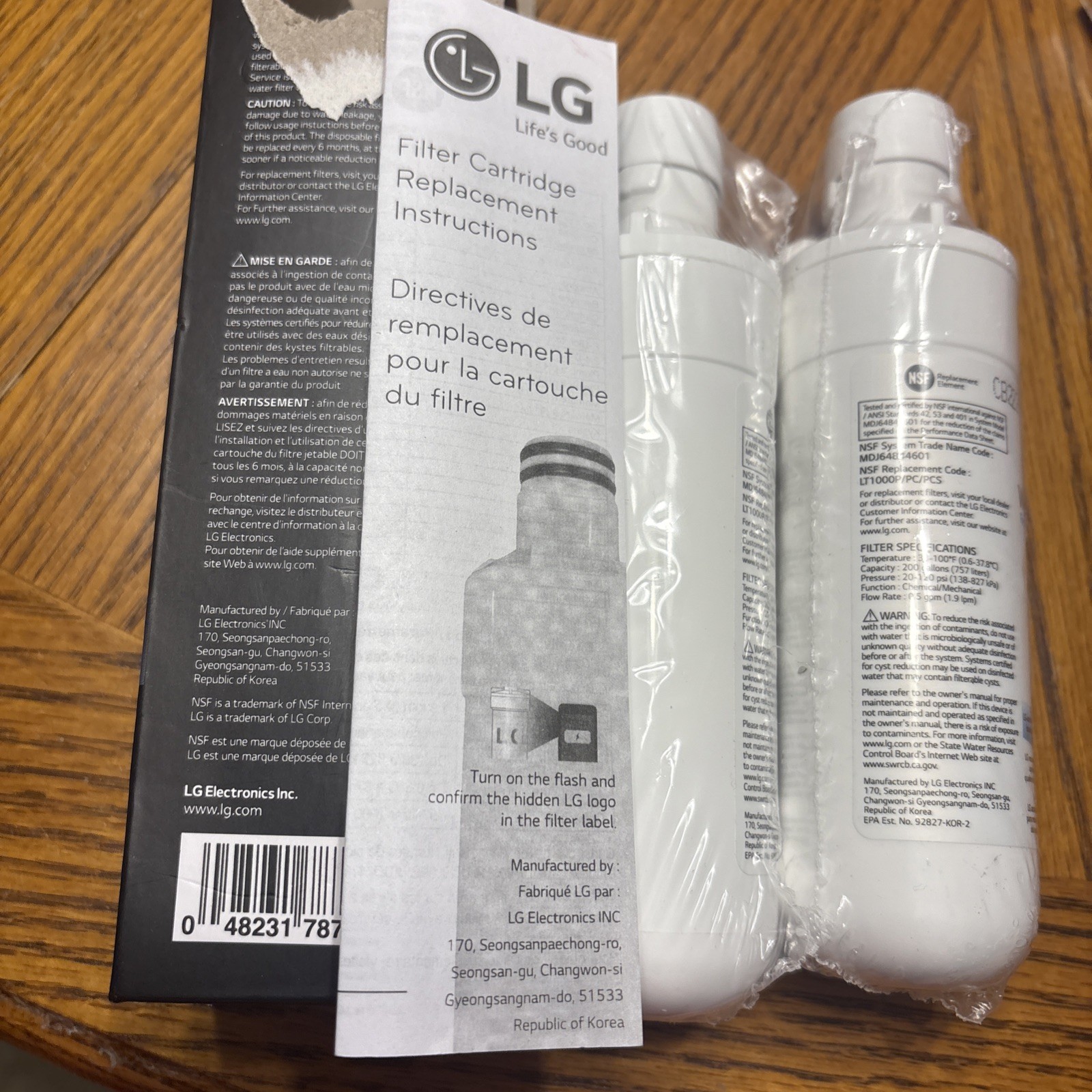 2 LG LT1000P 6 Month / 200 Gallon Capacity Replacement Refrigerator Water Filter