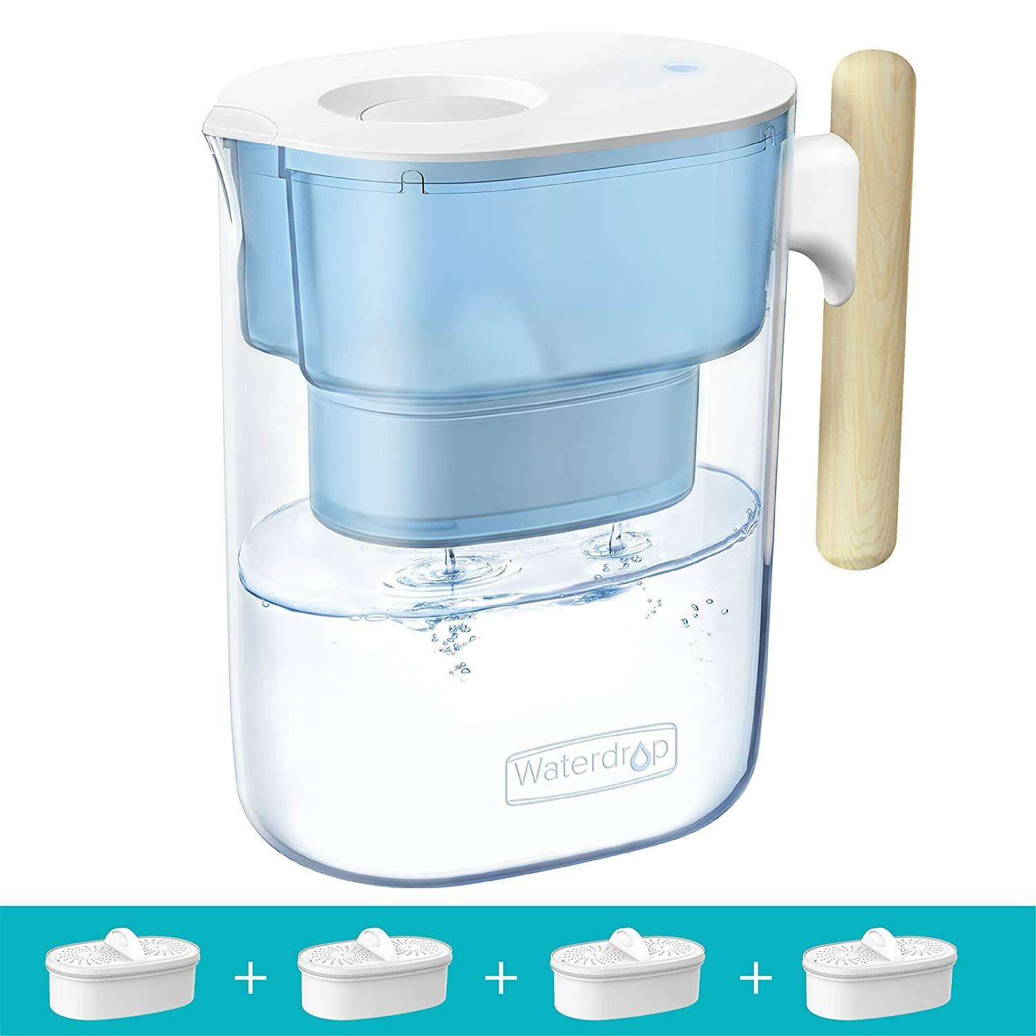 Waterdrop Chubby 10-Cup Water Filter Pitcher with 4 Filter,NSF Certified,200 Gal