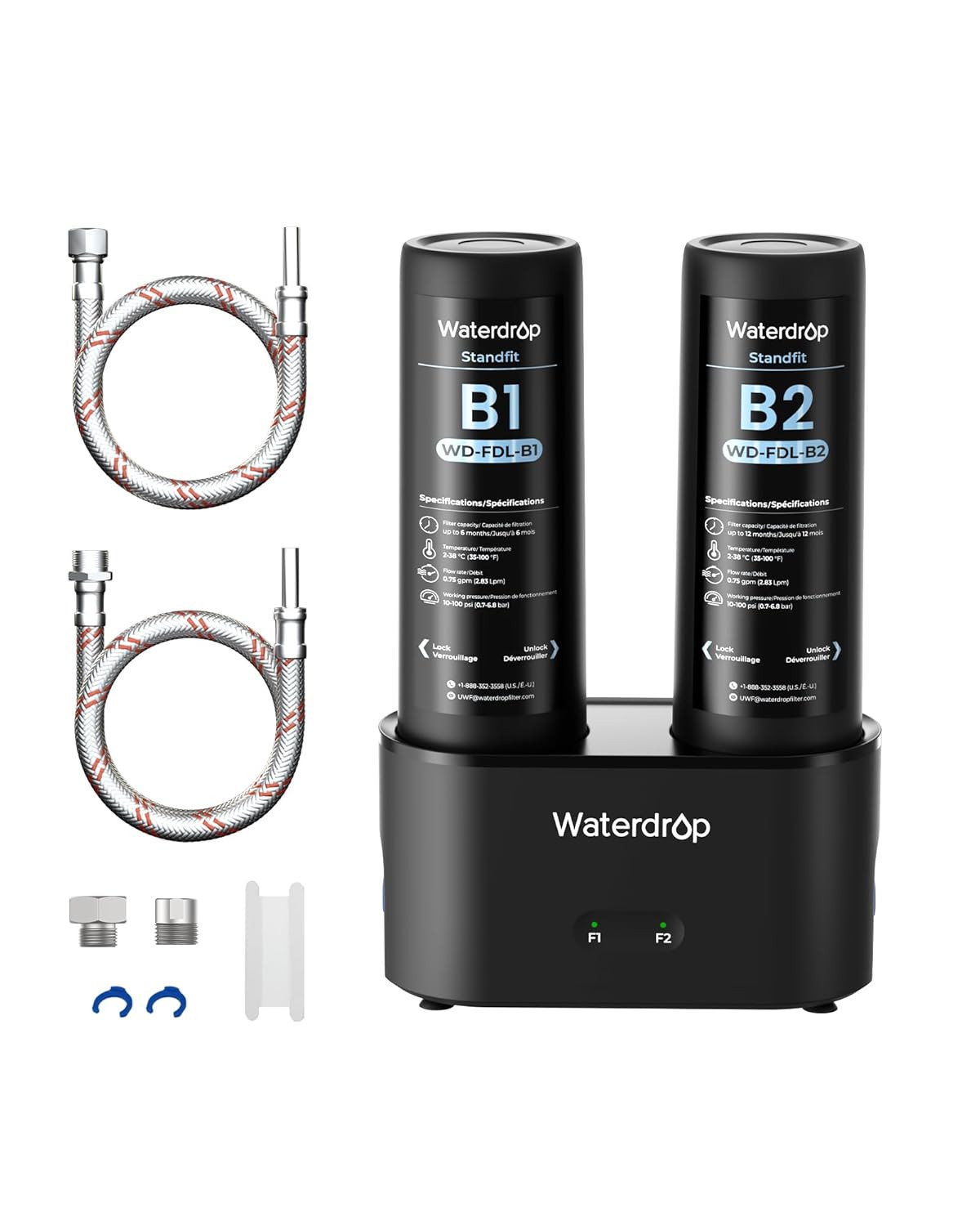 DLA under Sink Water Filter, No Drill Required, Reduces Chlorine, PFAS, Bad Tast