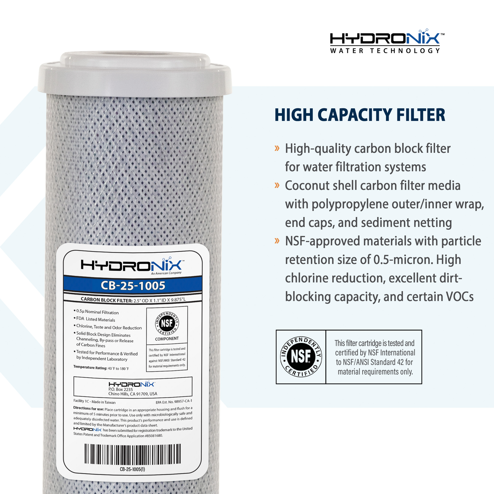 4 Pk Carbon Block Water Filter CTO Whole House RO DI Hydroponics 5 μm 10″ x 2.5″